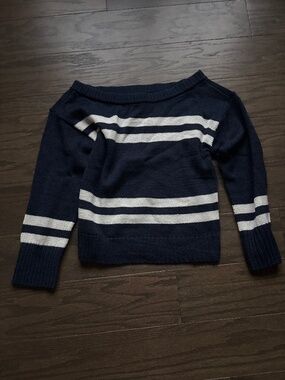 Design 365 stripe knit wide neck sweater